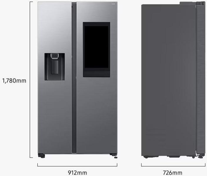 Samsung RS90F67BETEF Stand Side-by-Side Kombination, 91,2 cm breit, 614 L, NoFrost+, Wassertank, WiFi, Eis- und Wasserspender, Edelstahloptik