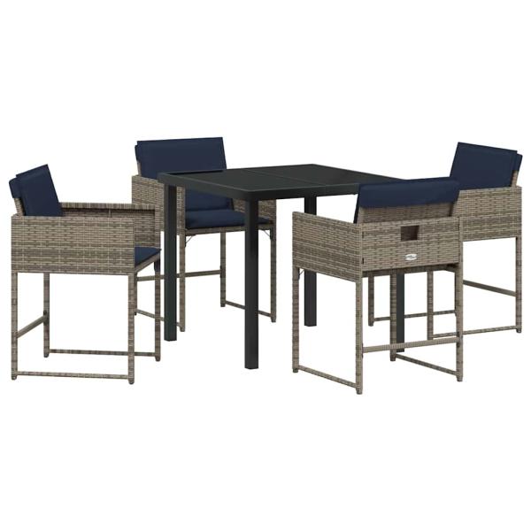 Garten Essgruppe mit Kissen 5 pcs Grau Poly Rattan
