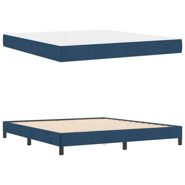 Boxspringbett mit Matratze Blau 180 x 200 cm Stoff