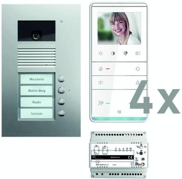 ARDEBO.de TCS PVU17040-0010 video:pack, 4Tasten, weiß/silber