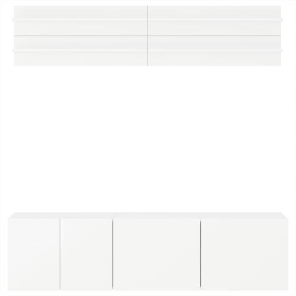 6-tlg. Wohnwand Weiß Holzwerkstoff