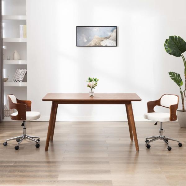 ARDEBO.de - Esszimmerstühle 2 Stk. Drehbar Weiß Bugholz und Kunstleder