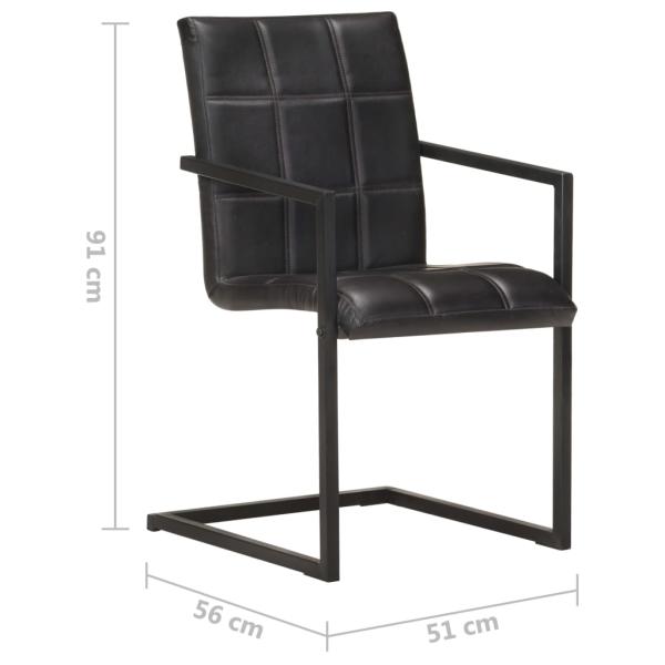 Freischwinger 4 Stk. Schwarz Echtleder