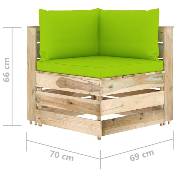 Modulares Ecksofa mit Kissen Grün Imprägniertes Holz