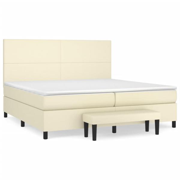 Boxspringbett mit Matratze Creme 200x200 cm Kunstleder