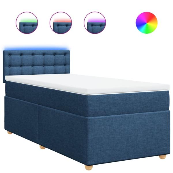 ARDEBO.de - Boxspringbett mit Matratze Blau 100x200 cm Stoff