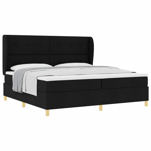 Boxspringbett mit Matratze Dunkelgrau 90x190 cm Schwarz