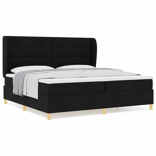 Boxspringbett mit Matratze Dunkelgrau 90x190 cm Schwarz