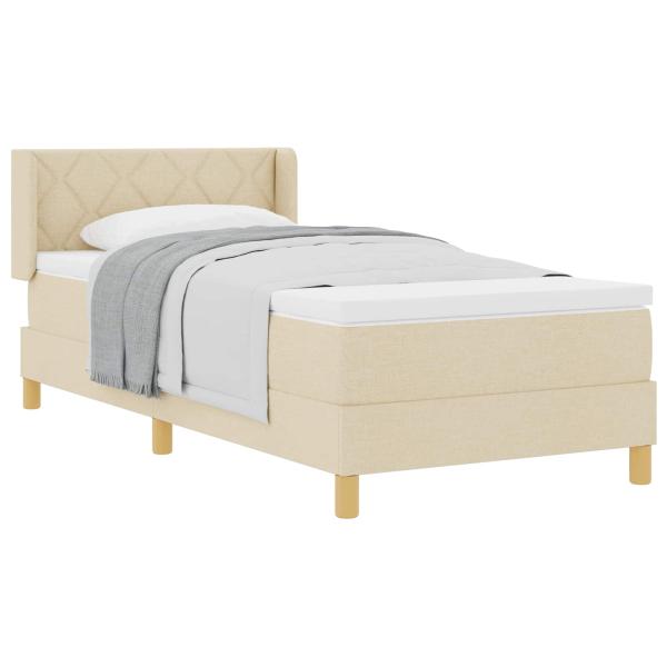 Boxspringbett mit Matratze mit Kopfteil Creme 90 x 190 cm Stoff