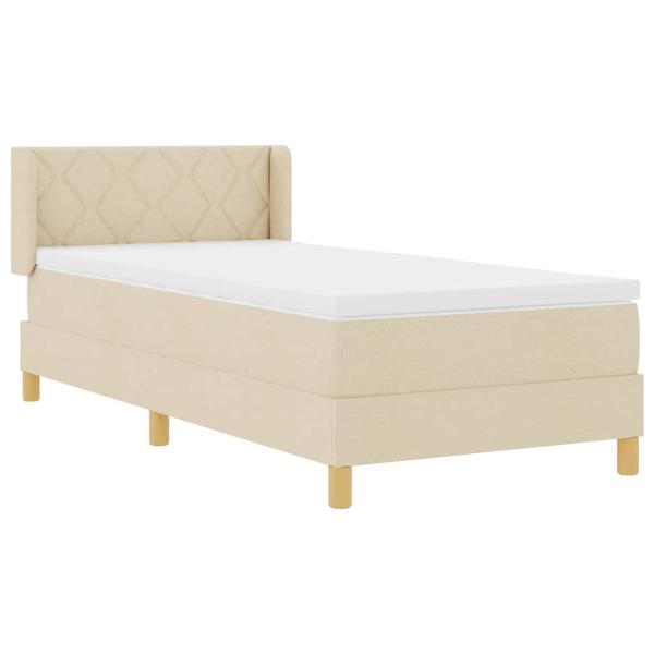 Boxspringbett mit Matratze mit Kopfteil Creme 90 x 190 cm Stoff