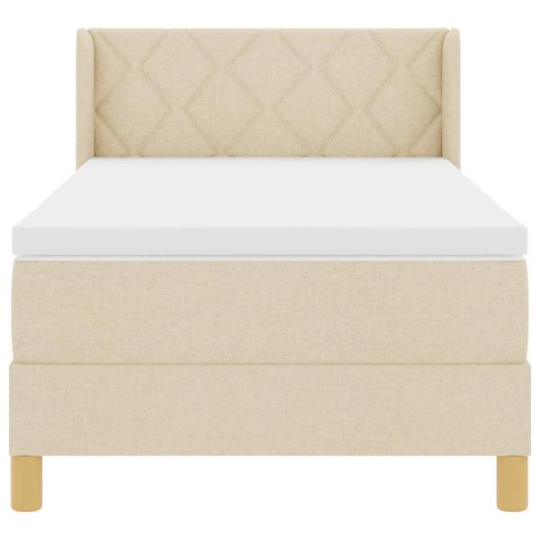 Boxspringbett mit Matratze mit Kopfteil Creme 90 x 190 cm Stoff