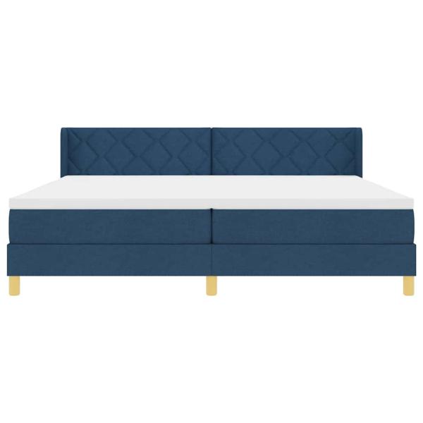 Boxspringbett mit Matratze mit Kopfteil Blau 200 x 200 cm Stoff