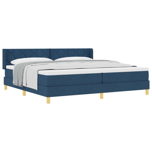 Boxspringbett mit Matratze mit Kopfteil Blau 200 x 200 cm Stoff