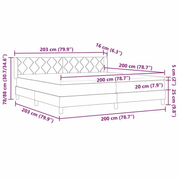 Boxspringbett mit Matratze mit Kopfteil Blau 200 x 200 cm Stoff