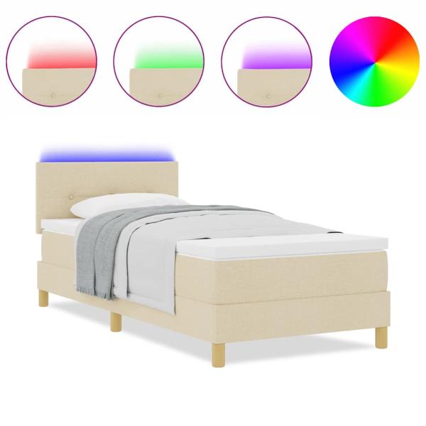 Boxspringbett mit Matratze mit Kopfteil Creme 90 x 190 cm Stoff