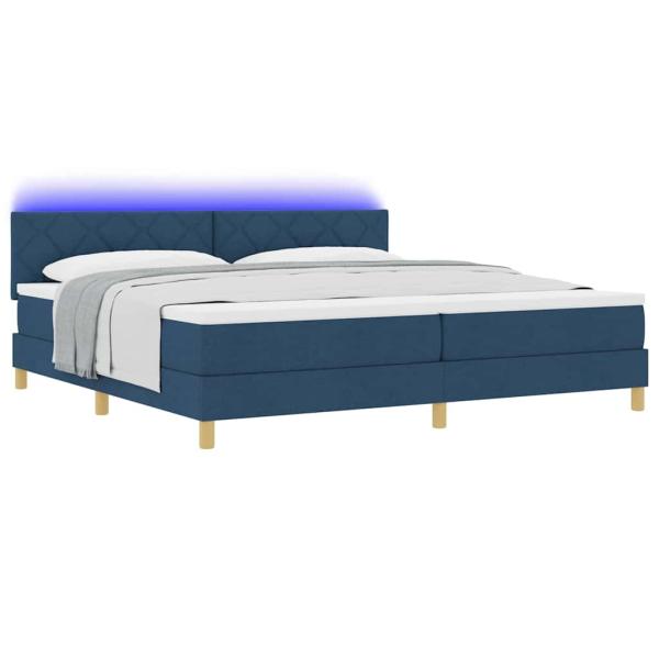 Boxspringbett mit Matratze mit Kopfteil Blau 200 x 200 cm Stoff