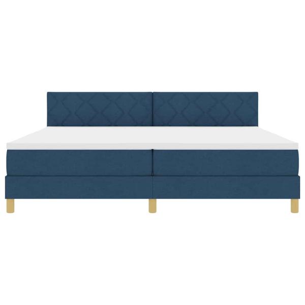 Boxspringbett mit Matratze mit Kopfteil Blau 200 x 200 cm Stoff
