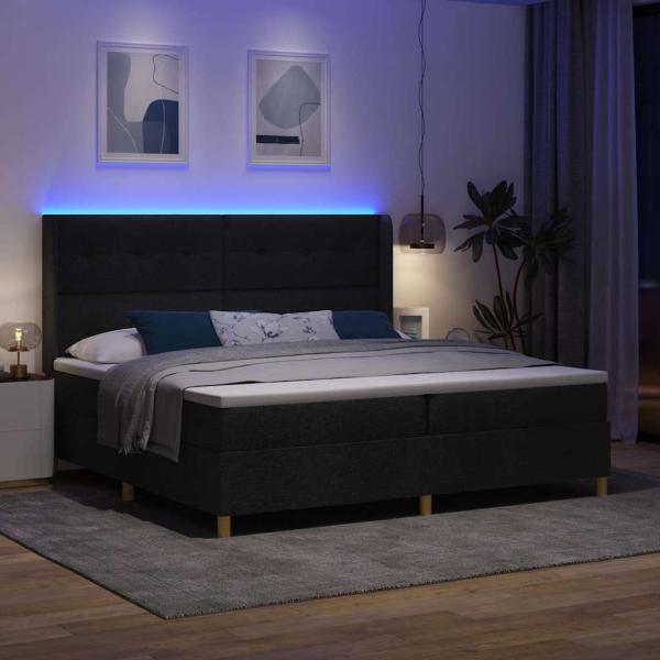 Boxspringbett mit Matratze Schwarz 200 x 200 cm Stoff