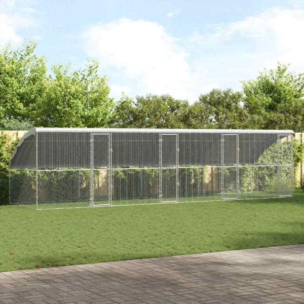 ARDEBO.de - Hühnerkäfig Silber 800 x 200 x 198.5 cm Verzinkter Stahl