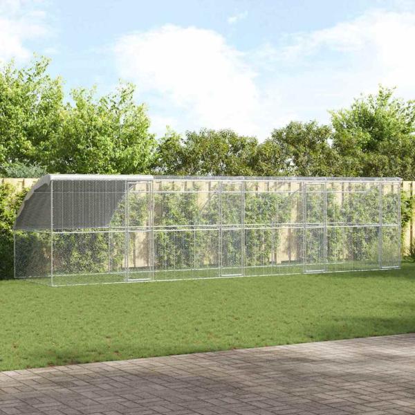 ARDEBO.de - Hühnerkäfig Silber 800 x 200 x 198.5 cm Verzinkter Stahl