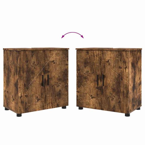 Badezimmermöbel Set mit Tür 4 pcs Räuchereiche 61 x 35 x 64 cm