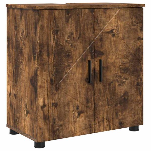 Badezimmermöbel Set mit Tür 4 pcs Räuchereiche 61 x 35 x 64 cm