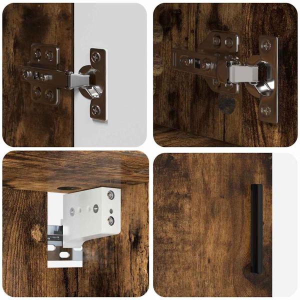 Badezimmermöbel Set mit Tür 4 pcs Räuchereiche 61 x 35 x 64 cm