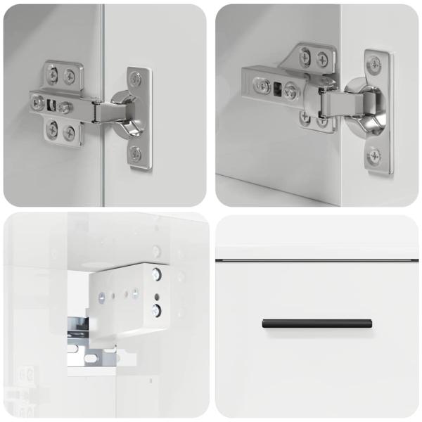 Badezimmermöbel Set 2 pcs Hochglanz-Weiß 76,5 x 35 x 64 cm