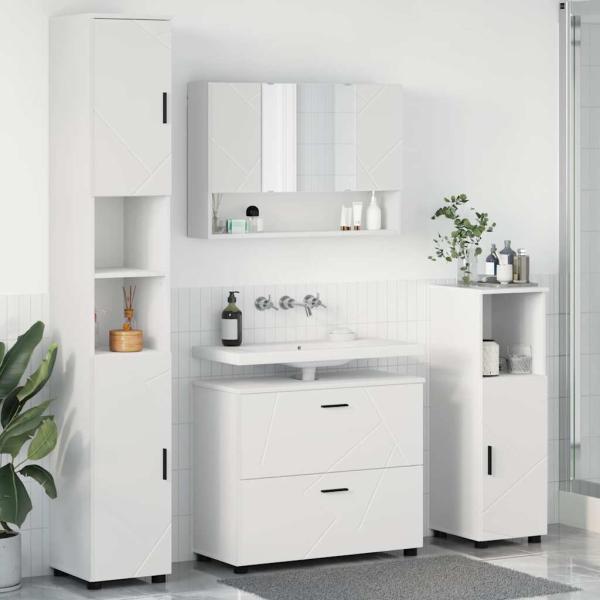 ARDEBO.de - Badezimmermöbel Set 4 pcs Weiß 30 x 35 x 192 cm Holzwerkstoff