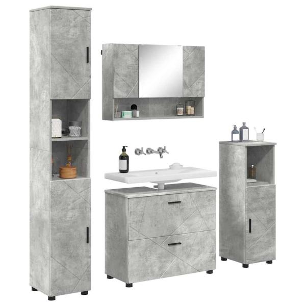 Badezimmermöbel Set mit Regal 4 pcs Betongrau 30 x 35 x 192 cm