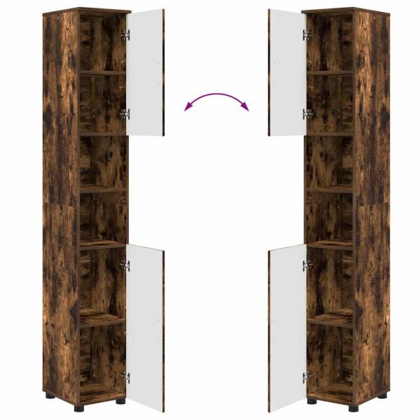 Badezimmermöbel Set mit Tür 4 pcs Räuchereiche 30 x 35 x 192 cm