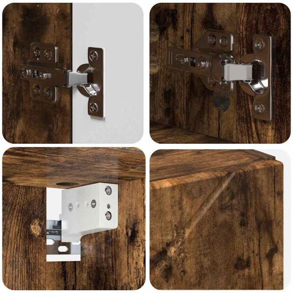 Badezimmermöbel Set mit Tür 4 pcs Räuchereiche 30 x 35 x 192 cm