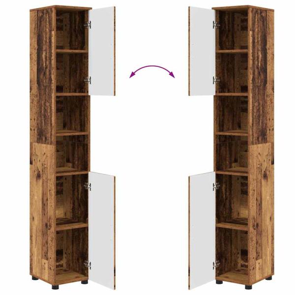 Badezimmermöbel Set mit Regal 4 pcs Altholz 30 x 35 x 192 cm