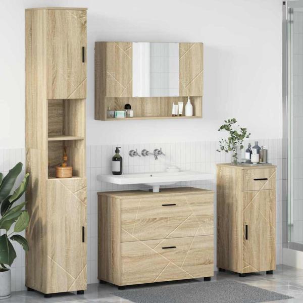 ARDEBO.de - Badezimmermöbel Set mit Tür 4 pcs Sonoma Eiche 30 x 35 x 192 cm