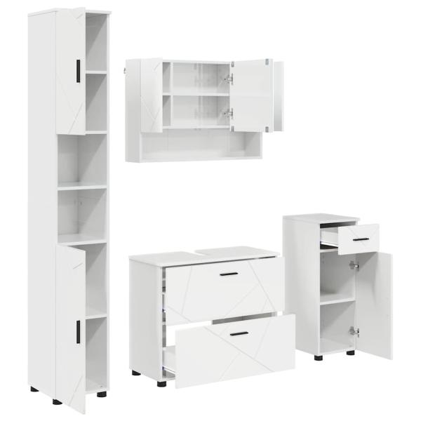 Badezimmermöbel Set 4 pcs Hochglanz-Weiß 30 x 35 x 192 cm
