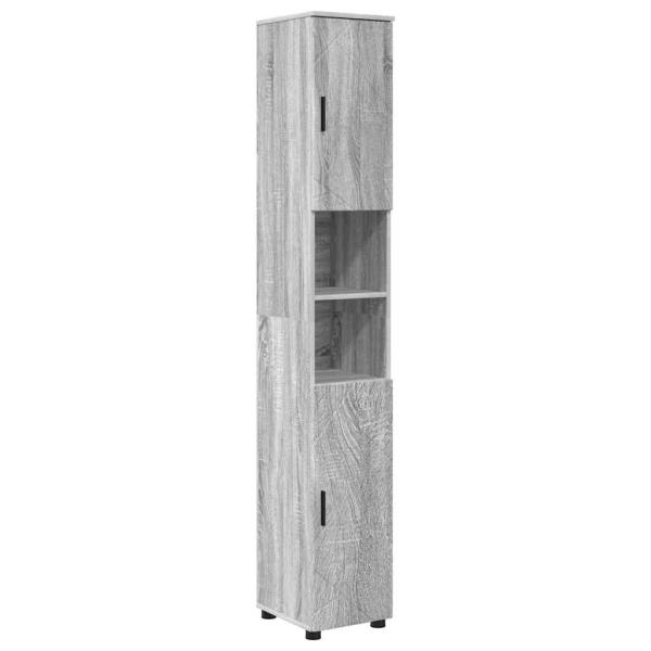 Badezimmermöbel Set mit Tür 4 pcs Grau Sonoma 30 x 35 x 192 cm
