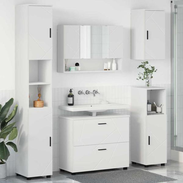 ARDEBO.de - Badezimmermöbel Set 5 pcs Weiß 30 x 35 x 192 cm Holzwerkstoff