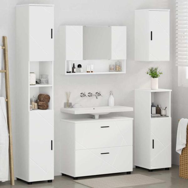 Badezimmermöbel Set 5 pcs Weiß 30 x 35 x 192 cm Holzwerkstoff