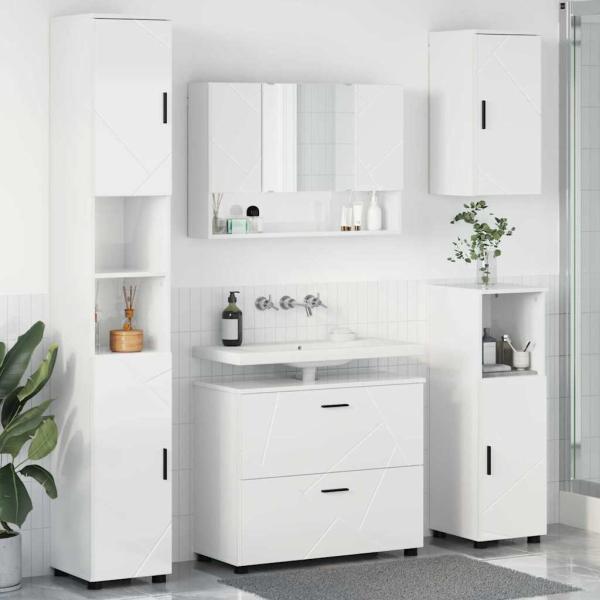 ARDEBO.de - Badezimmermöbel Set 5 pcs Hochglanz-Weiß 30 x 35 x 192 cm