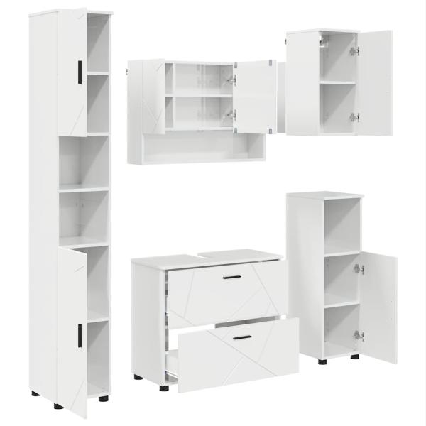 Badezimmermöbel Set 5 pcs Hochglanz-Weiß 30 x 35 x 192 cm