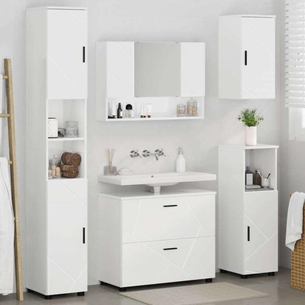 Badezimmermöbel Set 5 pcs Hochglanz-Weiß 30 x 35 x 192 cm