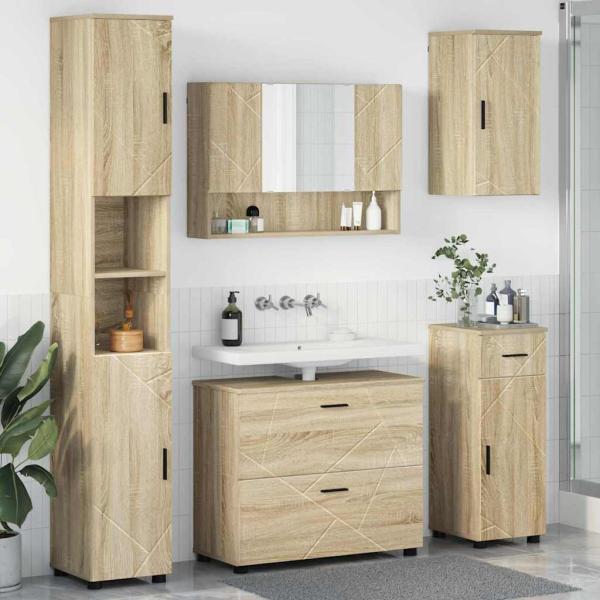 ARDEBO.de - Badezimmermöbel Set mit Tür 5 pcs Sonoma Eiche 30 x 35 x 192 cm
