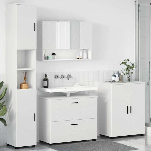ARDEBO.de - Badezimmermöbel Set 4 pcs Weiß 30 x 35 x 192 cm Holzwerkstoff