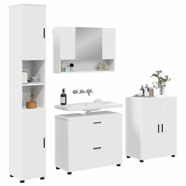Badezimmermöbel Set 4 pcs Weiß 30 x 35 x 192 cm Holzwerkstoff