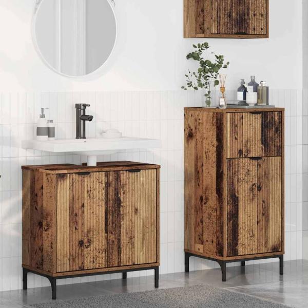 ARDEBO.de - Badezimmermöbel Set mit Regal 2 pcs Altholz 39,5 x 36 x 88 cm