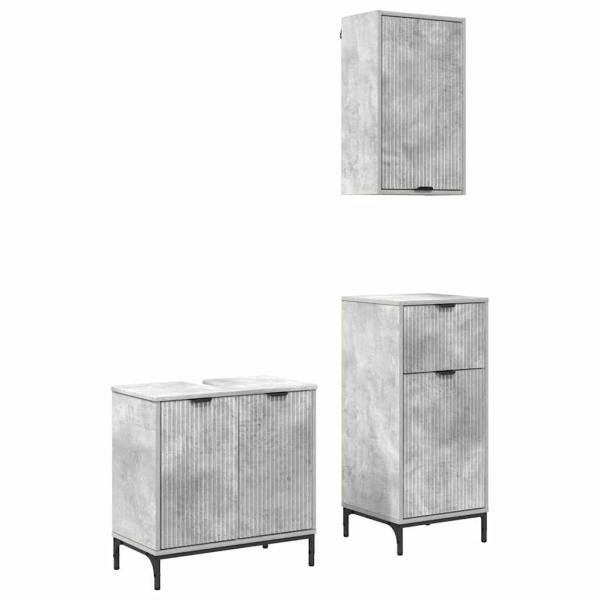 Badezimmermöbel Set mit Regal 3 pcs Betongrau 39,5 x 36 x 88 cm
