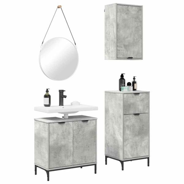 Badezimmermöbel Set mit Regal 3 pcs Betongrau 39,5 x 36 x 88 cm
