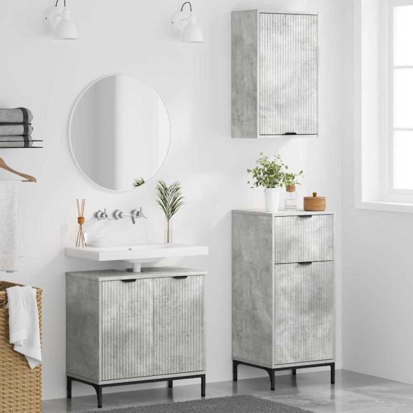 Badezimmermöbel Set mit Regal 3 pcs Betongrau 39,5 x 36 x 88 cm