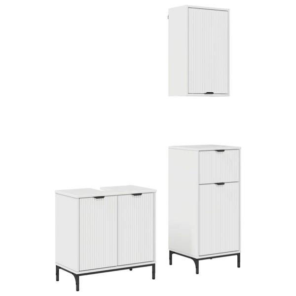 Badezimmermöbel Set 3 pcs Hochglanz-Weiß 39,5 x 36 x 88 cm