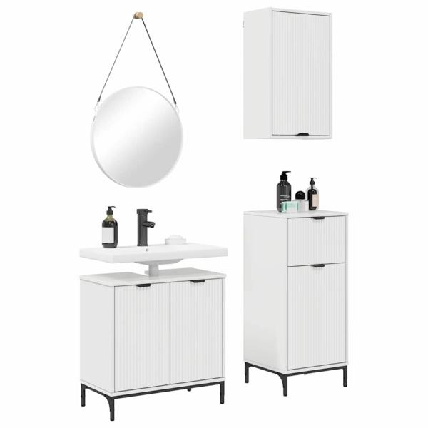 Badezimmermöbel Set 3 pcs Hochglanz-Weiß 39,5 x 36 x 88 cm